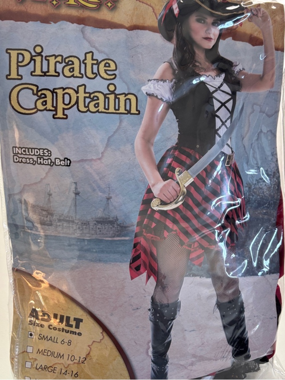 Spirit Pirate Captain Costume - Black, Red & White